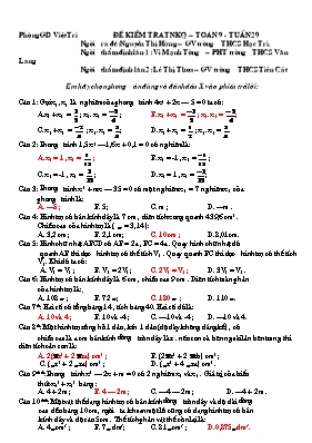 Đề kiểm tra trắc nghiệm khách quan  Toán 9 - Tuần 19